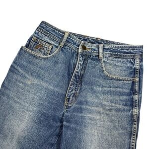Vintage Jordache Wide Leg Jeans Medium Wash High Rise Denim Size 32 Made in HK